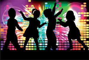 Silouette of children dancing 