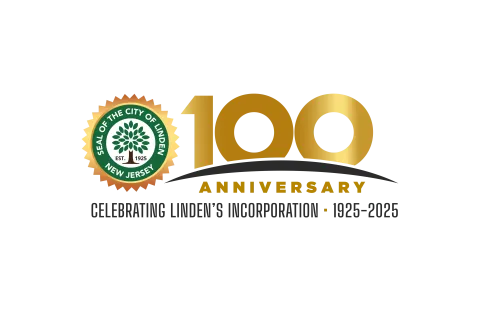 City of Linden 100th Anniversary logo with city seal and gold text reading “Celebrating Linden’s Incorporation 1925–2025.”