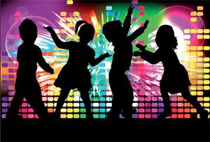 Silouette of children dancing 